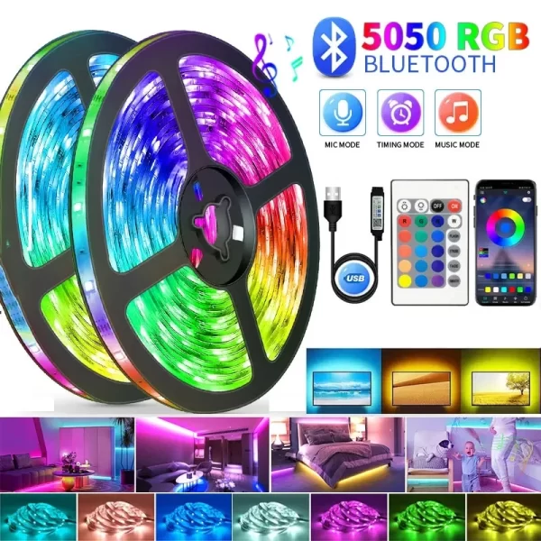 5V Usb Led Lights For Room 5050 Rgb Led Strip 5 10 Meter Diode Tape Gamer Decoration Ice String Bar Lighting Adhesive Led Ribbon