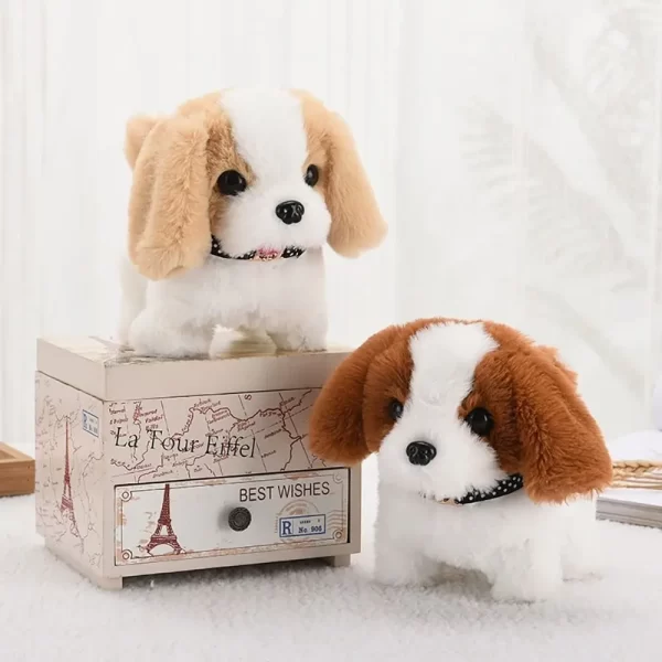 Xmas Gift 18CM Simulation Puppy Interactive Wagging Plush Toys Brown White Grey Cute Dog Robot For Kids - Image 2