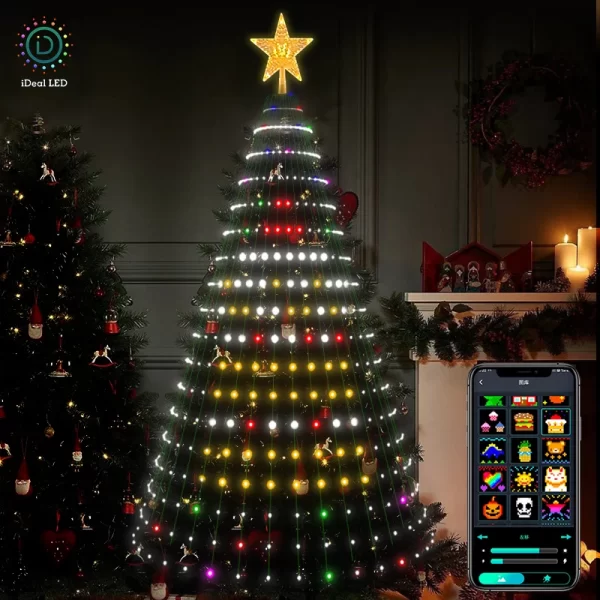 Smart Christmas Tree Toppers Lights App DIY Picture LED RGB String Light Bluetooth Control LED Star String Waterfall Xmas - Image 5