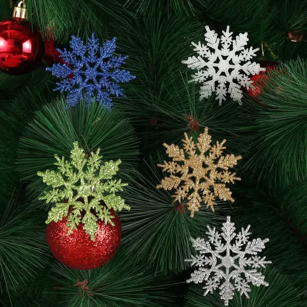 12Pcs 7.5cm Gold Powder Snowflake for Xmas Charming White Christmas Tree Decor Xmas Party Holiday Christmas Ornaments Home Decor - Image 2