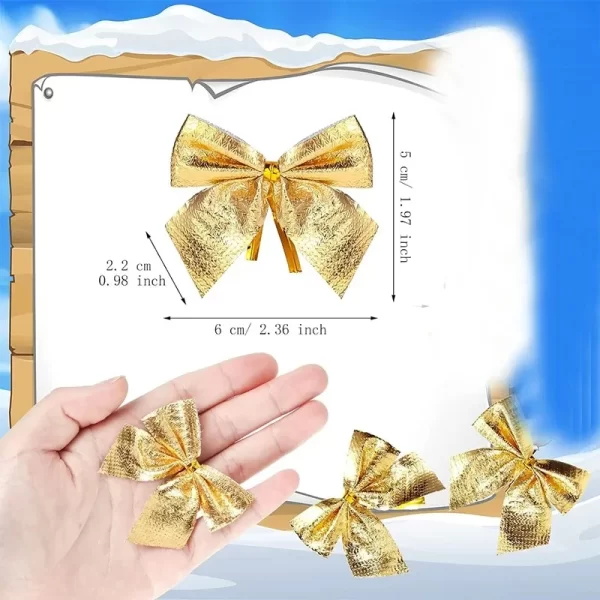 12/24/36Pcs Christmas Bow Red Gold Mini Xmas Tree Bowknot for Home Decoration wedding decor Navidad New Year Party DIY Gift - Image 6