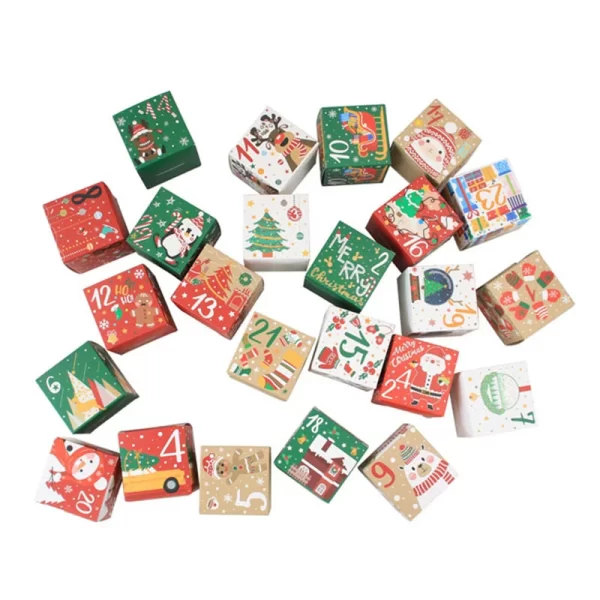 24pcs/set Christmas Advent Calendar Box Kraft Paper Candy Box 24 Days Countdown to Xmas Gift Boxes Navidad New Year Decorations - Image 4