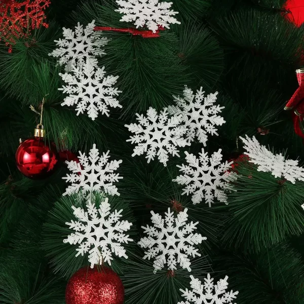 12Pcs 7.5cm Gold Powder Snowflake for Xmas Charming White Christmas Tree Decor Xmas Party Holiday Christmas Ornaments Home Decor - Image 3