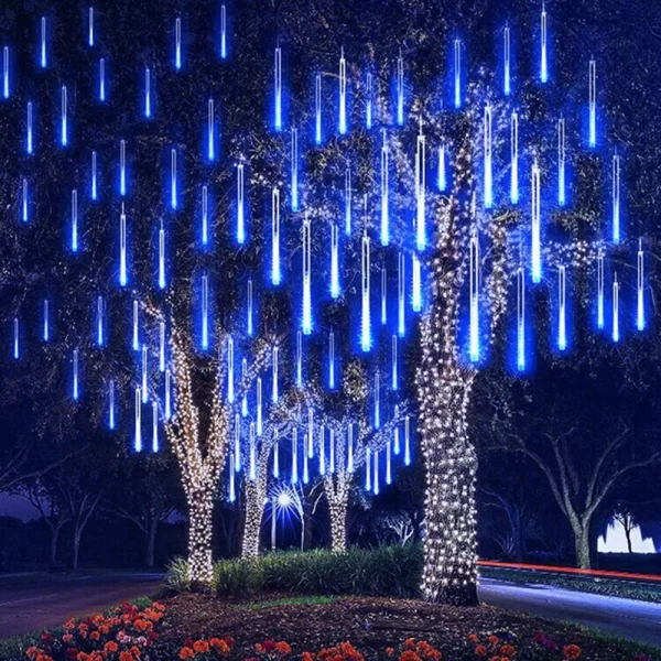 Outdoor Meteor Shower Christmas Lights 10 Tubes 192 Led Hanging String Lights for Garden Tree Holiday Party Decoation Lamp - Image 2