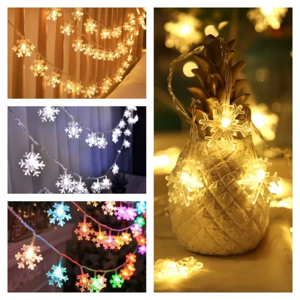 Snowflake Lights String LED Festoon Light USB Plug Christmas Tree Light Aesthetic Room Decoration Wedding Party New Year's Decor - Image 4