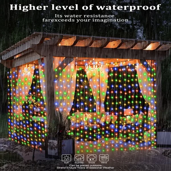 Solar Curtain String Lights 8 Lighting Modes 300Leds Outdoor Garden Yard Decoration Fairy Lights Christmas Holiday Lighting - Image 6