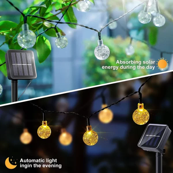 Solar Bubble Ball String Lights LED Outdoor Garden Decoration Light 8 Modes Waterproof Christmas Lights Patio Holiday Party - Image 3