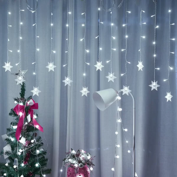 3M Christmas Snowflakes LED String Lights Flashing Fairy Curtain Lights Waterproof for Holiday Party Wedding Xmas Decoration