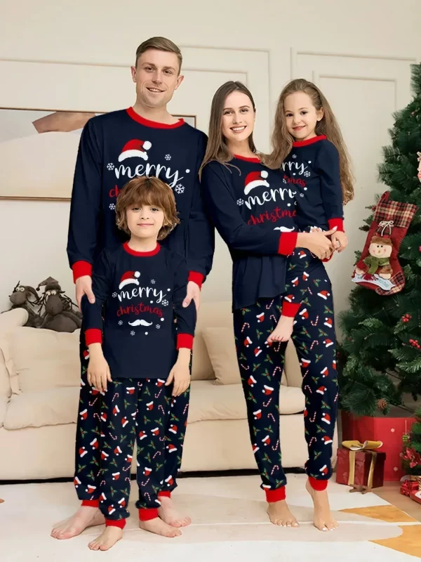 2024 New Merry Christmas Print Pajamas Set Casual Parent-child Matching Clothes Baby Boy Girl Costumes Xmas Gift Family Look Pjs