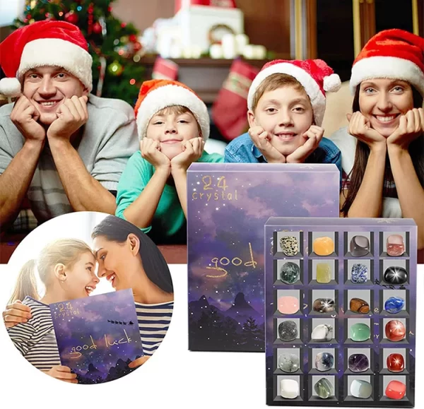 Christmas Advent Calendar Natural Crystal Gemstones Collection Box 24 Days Countdown Calendar Crystal Stone Gift Box for Kids - Image 3