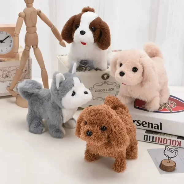 Xmas Gift 18CM Simulation Puppy Interactive Wagging Plush Toys Brown White Grey Cute Dog Robot For Kids