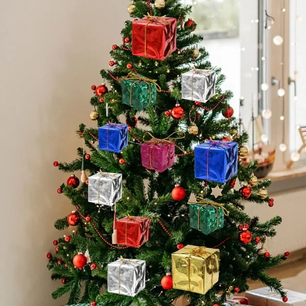 Large/ Small Xmas Foam Gifts Boxes Christmas Ornaments Colorred Christmas Tree Hanging Pendants For Navidad Party Decorations - Image 6