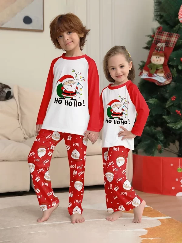 Xmas Family Matching Pajamas Set Santa Claus HO HO HO Printed Adult Kid Baby Family Matching Outfits 2025 Christmas Family Pj's - Image 3