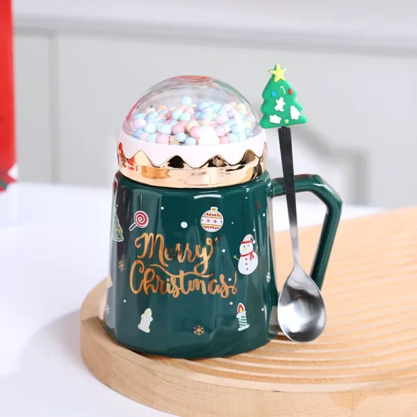 Christmas Ceramic Cup Gift Box with Lid Spoon Mug Tea Cup Christmas Set Handcrafted - Image 2