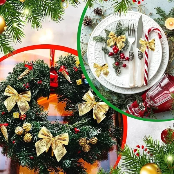 12/24/36Pcs Christmas Bow Red Gold Mini Xmas Tree Bowknot for Home Decoration wedding decor Navidad New Year Party DIY Gift - Image 5