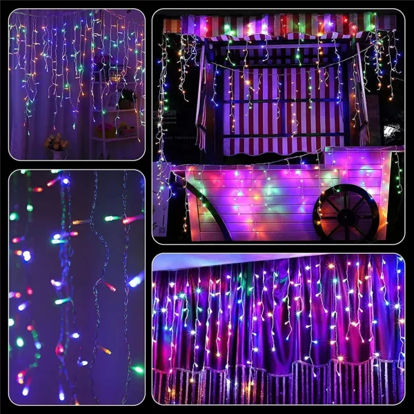 NEW 2024 Christmas Decorations Lights Solar Icicle Curtain Lights 8 Modes Outdoor Waterproof Garden Party New Year Decoration - Image 4