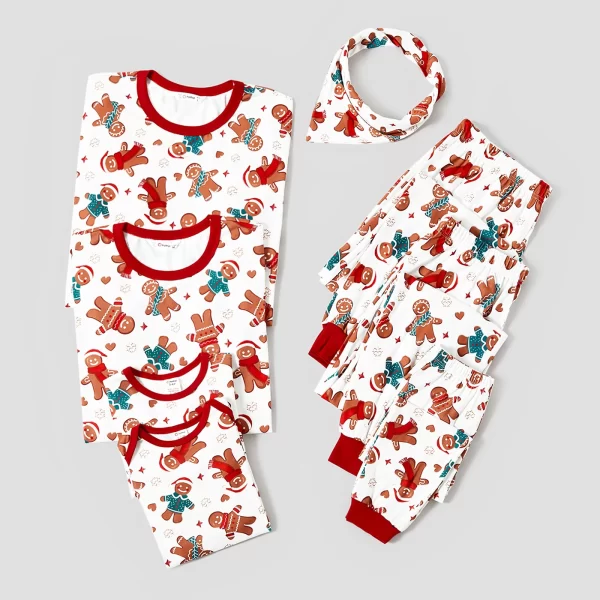 PatPat Christmas Cartoon Gingerbread Man Allover Print Family Matching Pajamas Sets (Flame Resistant) - Image 3