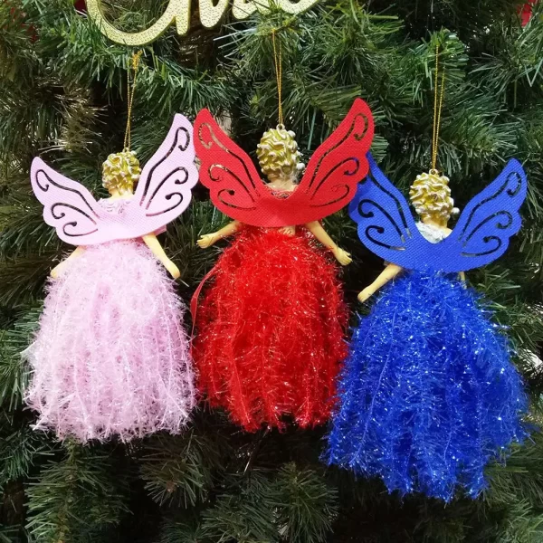 1PC White Christmas Angel Pendant Hanging Angels Ornaments Handmade Angel Doll Christmas Gifts For Indoor Xmas Tree Decor - Image 2