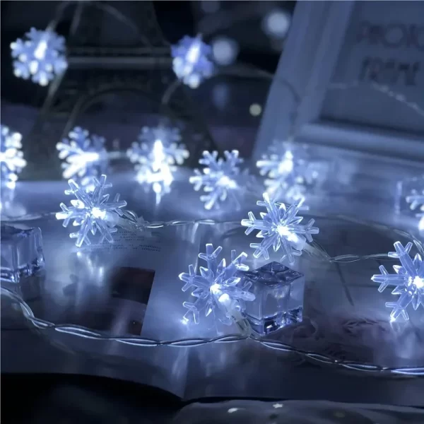 10/20/80Leds Snowflake String Garland Fairy Lights USB/Battery Powered Christmas Tree Holiday New Year Bedroom Decoration Lamps - Image 5