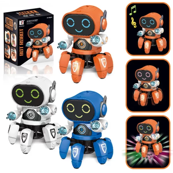 Intelligent Electric Dancing Robot Toys for Kids with LED Flashing Lights and Music Walking Robot Toys for Boys Girls Xmas Gifts