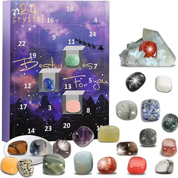 Christmas Advent Calendar Natural Crystal Gemstones Collection Box 24 Days Countdown Calendar Crystal Stone Gift Box for Kids - Image 4