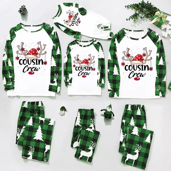 Merry Christmas Casual Sleepwear Xmas Family Look Christmas Family Pajamas Santa Tree Patchwork Mother Daughter Matching Clothes - Image 4