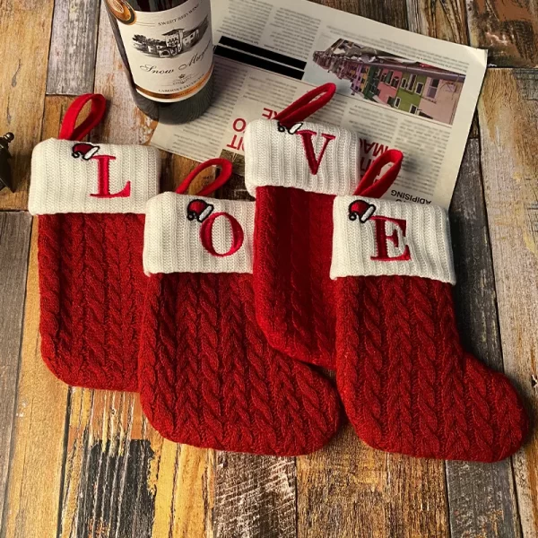 Christmas Alphabet Knitting Socks Christmas Tree Ornaments Christmas Decorations For Home 2024 Noel New Year 2025 Xmas Gift - Image 2