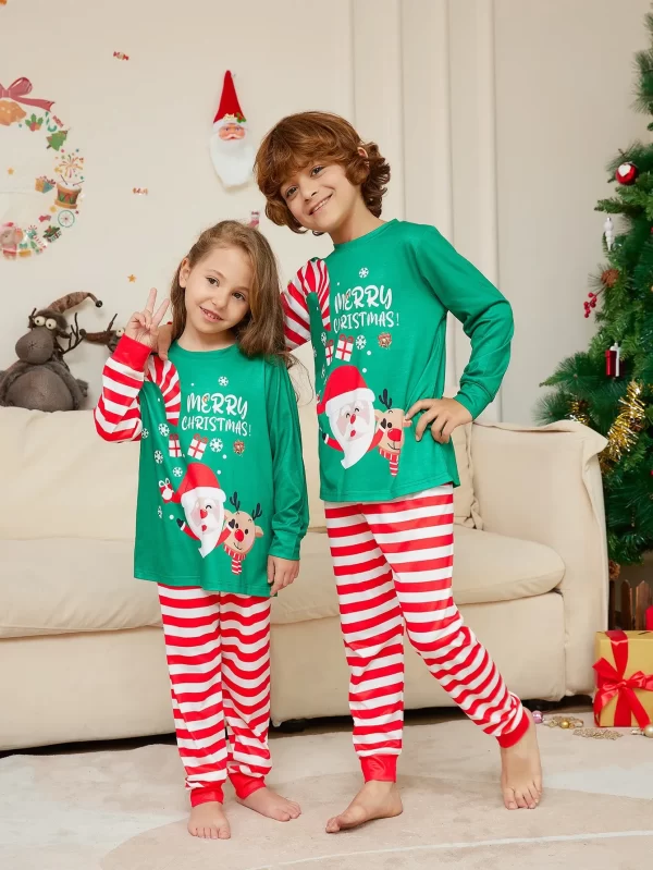 2024 Christmas Family Matching Pajamas Adult Kid Baby Outfits Tops+Pants 2PCS Xmas Sleepwear Pyjamas Dog Clothes - Image 4