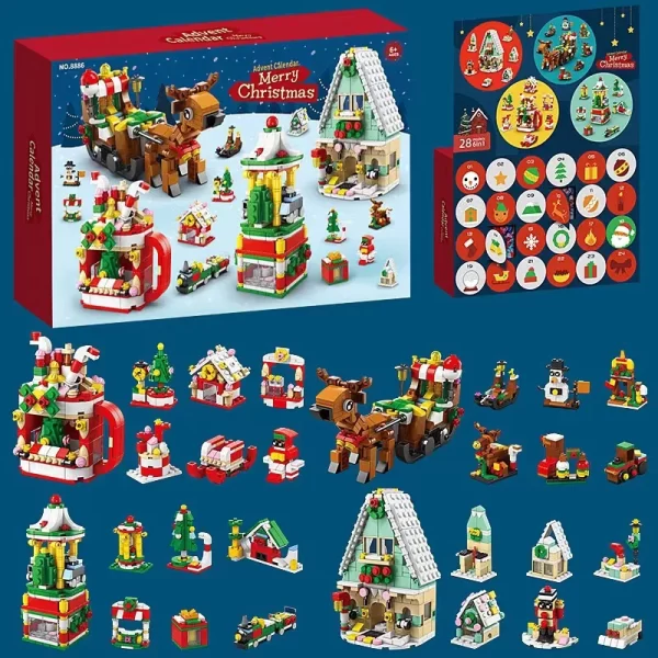 2024 Christmas Series Building Blocks Box For Kids Gift 24days Christmas Advent Calendar Diy Nutcracker Santa Claus Bricks Model - Image 2