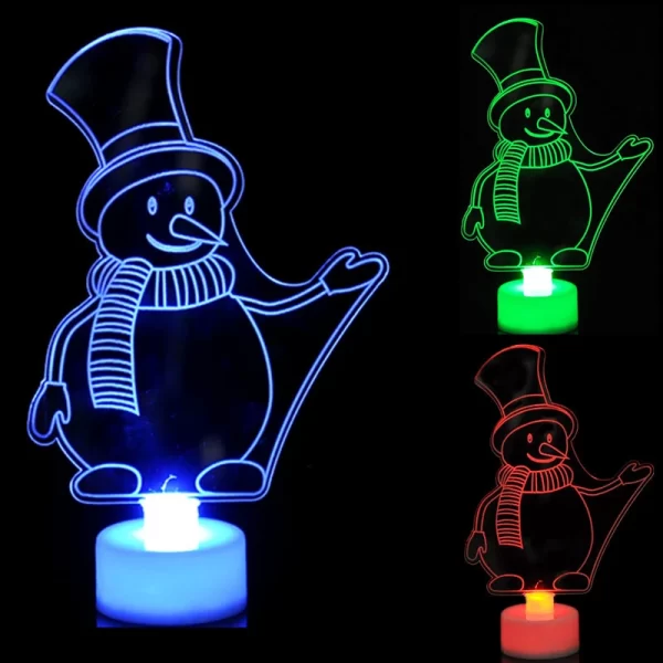 LED Mini Night Lights Colorful Flashing Lights Snowman Lamp Christmas Ornament Birthday Party New Year's Decor Festive Lighting - Image 3