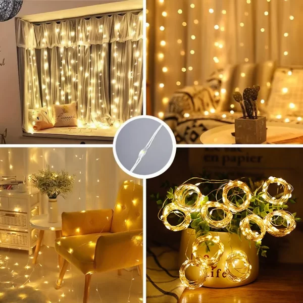 Christmas Ornament LED Fairy Light Strings 8 Mode Holiday Lights Curtain Garland Festoon Christmas Decor for Home New Year Xmas - Image 2