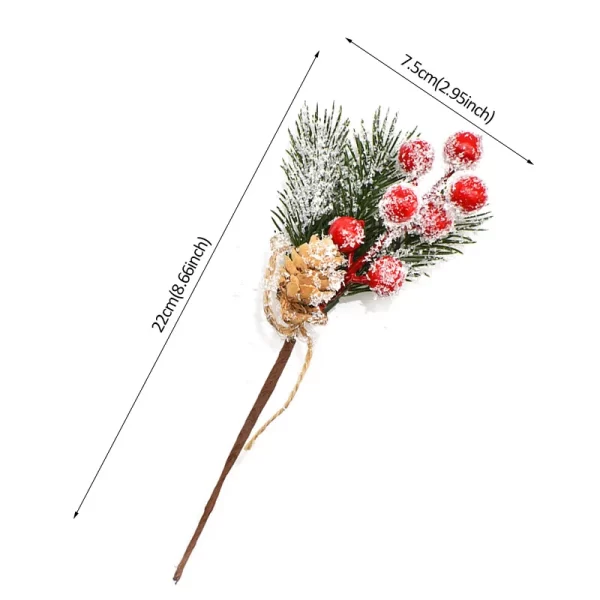 5Pcs Christmas Red Berry Articifial Flower Pine Cone Branch Christmas Tree Decorations Ornament Gift Packaging Home DIY Wreath - Image 4