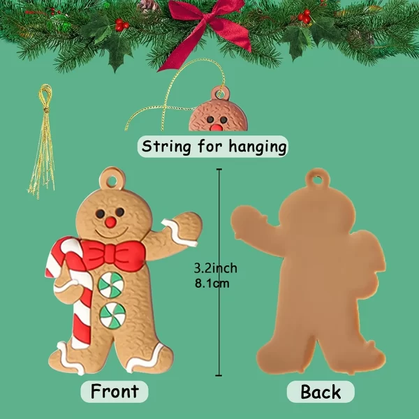 12pcs Gingerbread Man Ornaments for Christmas Tree Assorted Plastic and for Christmas Tree Hanging Decorations - Image 4