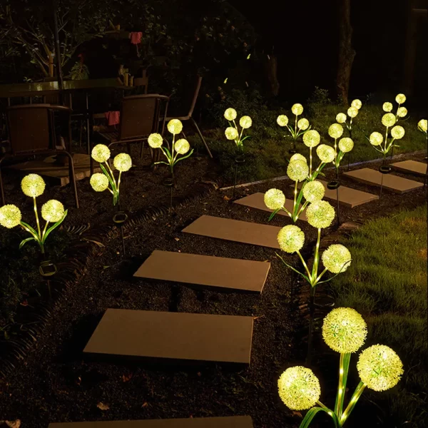 3 Onion Head Outdoor Solar Garden Lights Solar Dandelion Flowers Decoration Light for Garden Lawn Yard Wedding christmas decor - Image 4