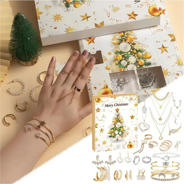 Christmas Jewelry Advent Calendar 24 Day Countdown Calendar Earrings Necklace Ring Surprise Gift Box For Adult Women & Teen Girl - Image 4