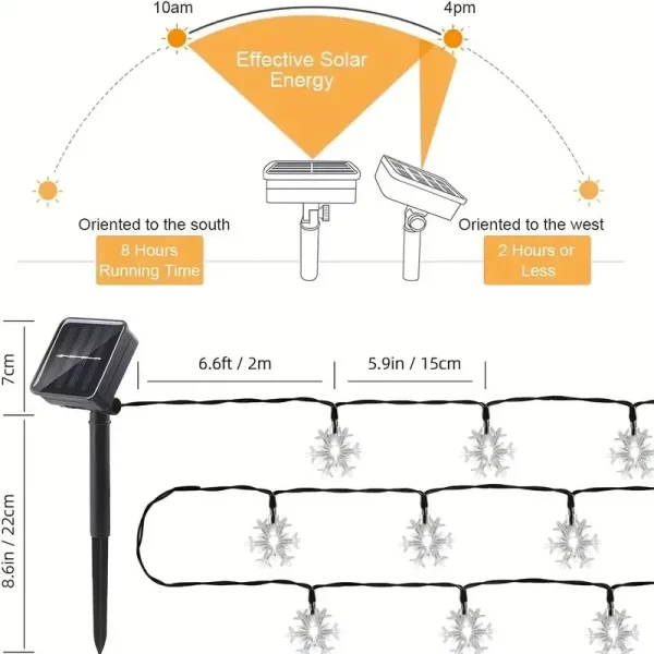 Solar Snowflake LED String Lights Fairy Lights 7M 50LED Garland Outdoor New Year Christmas Tree Home Garden Decorations Lamp - Image 4
