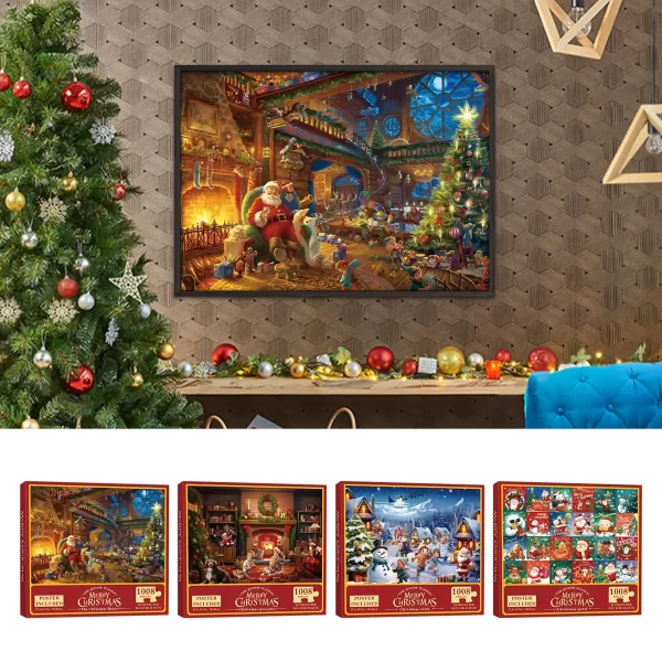 Christmas Puzzle Advent Calendar 1008PCS Puzzles Countdown Calendar Jigsaw Puzzles 24 Days Surprise Christmas Gift Calendar - Image 4