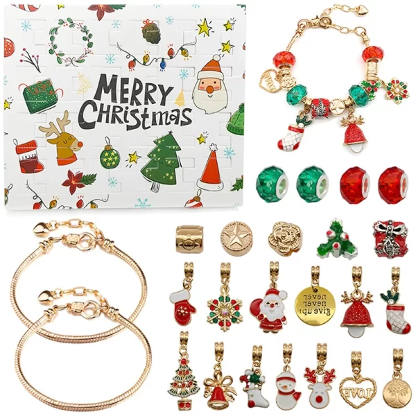 24 Countdown Calendar Advent Surprise Blind Box Set Christmas Charms Bracelet Set DIY Creative Ornaments Christmas Child Gifts