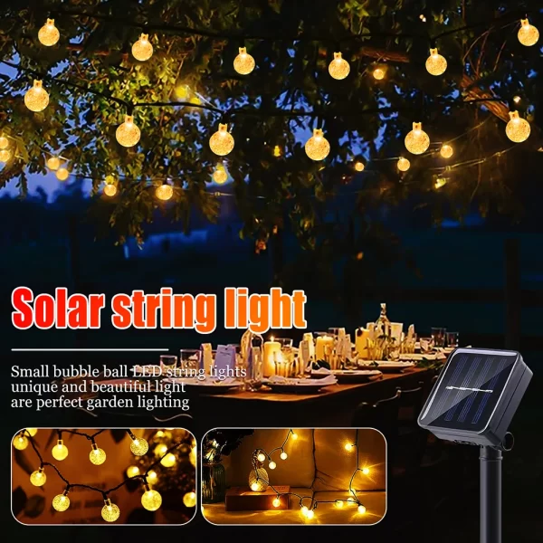 Solar Bubble Ball String Lights LED Outdoor Garden Decoration Light 8 Modes Waterproof Christmas Lights Patio Holiday Party - Image 5