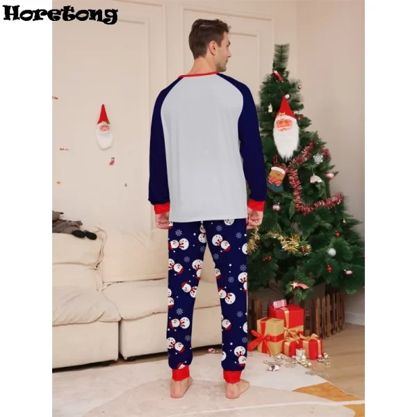 New Year's Costumes Cartoon Snowman Print Christmas Parent-child Matching Pajamas Set 2 Pieces Sleepwear Xmas Family Look Pjs - Image 4