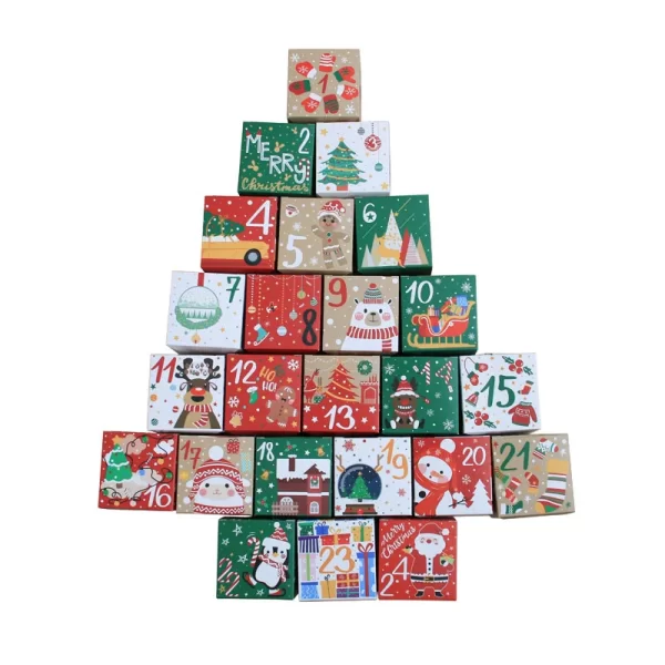 24pcs/set Christmas Advent Calendar Box Kraft Paper Candy Box 24 Days Countdown to Xmas Gift Boxes Navidad New Year Decorations - Image 3