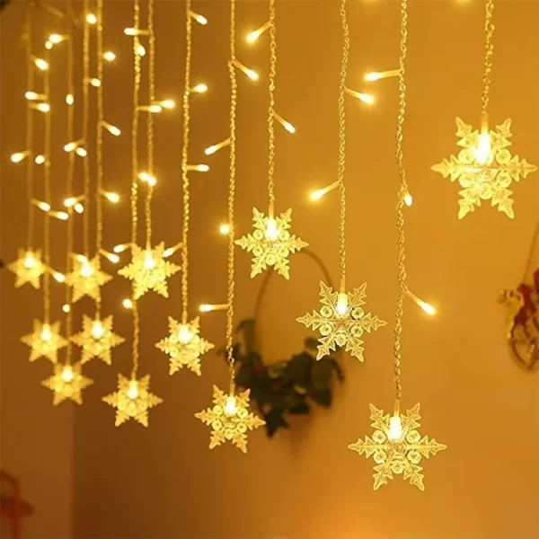 3.2M Christmas Snowflakes LED String Lights Flashing Fairy Curtain Lights Waterproof For Holiday Party Wedding Xmas Decoration - Image 3