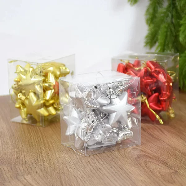 12Pcs Gold Star Christmas Tree Ornaments Ball Xmas Tree Hanging Pendant 2024 Christmas Decoration For Home Navidad New Year Gift - Image 2