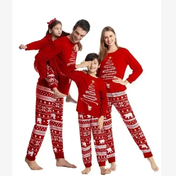 2024 New Family Christmas Outfits Mom Dad Kids Matching Pajamas Set Baby Dog Romper Soft Loose Clothing Sets Sleepwear Xmas Look - Image 3