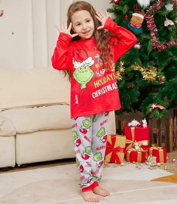 2024 Christmas Matching Family Pajamas Xmas The GRC Cartoon Print Pjs Adult Child Clothing Outfit Set Baby Jumpsuit+Dog Clothes - Image 5