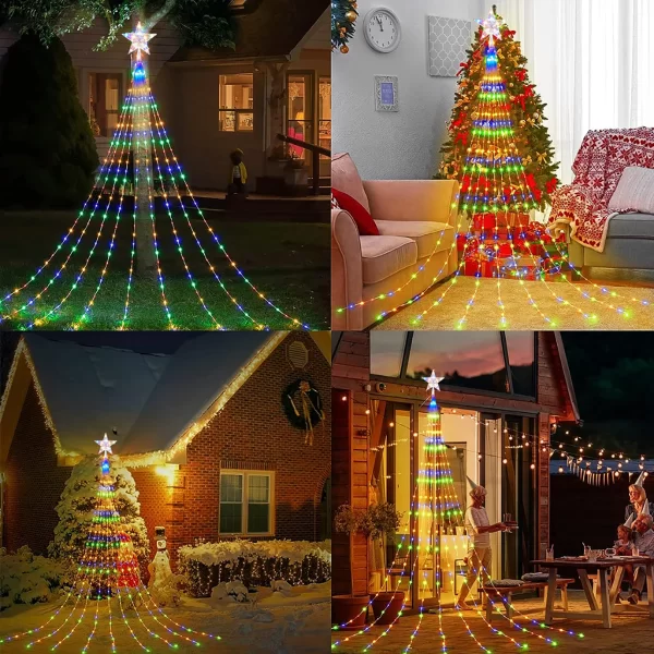 Pentagram Waterproof String Light Solar Christmas Decorations 3M/2M Led Waterfall Tree Fairy Lamp 8 Modes Camping Holiday Lights - Image 6