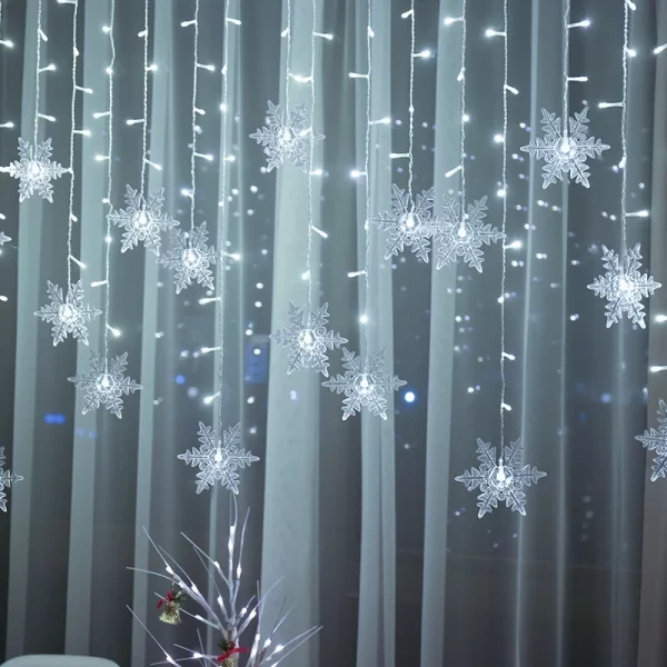 3.2M Christmas Snowflakes LED String Lights Flashing Fairy Curtain Lights Waterproof For Holiday Party Wedding Xmas Decoration - Image 3