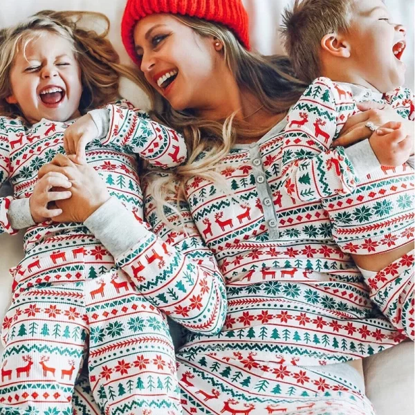 Fashion Family Christmas Matching Pajamas Set Xmas Adult Kids Mother And Daughter Father Son Sleepwear Baby Family Look Outfits - Image 2