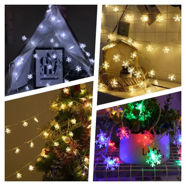 Snowflake Lights String LED Festoon Light USB Plug Christmas Tree Light Aesthetic Room Decoration Wedding Party New Year's Decor - Image 6