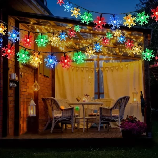 Solar Snowflake LED String Lights Fairy Lights 7M 50LED Garland Outdoor New Year Christmas Tree Home Garden Decorations Lamp - Image 6